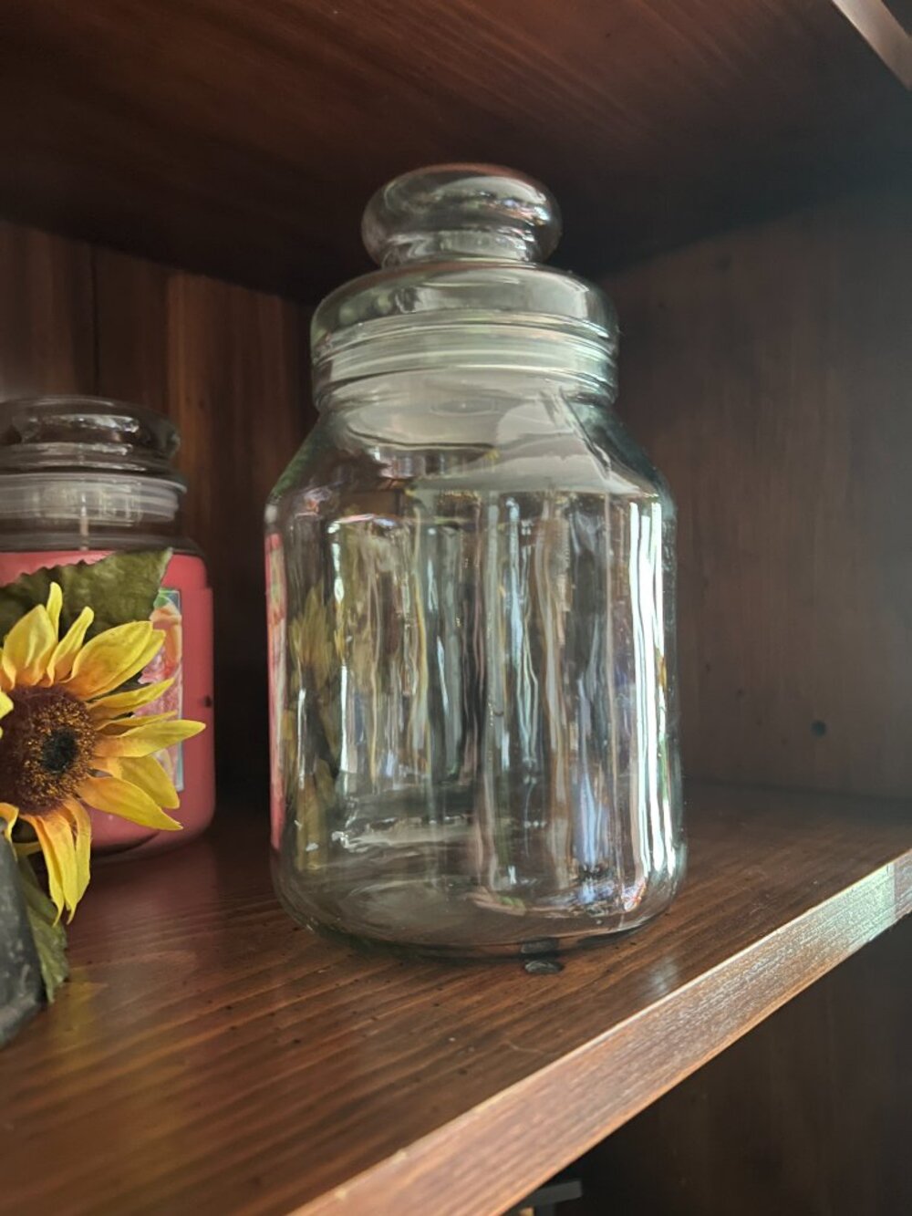 Vintage Clear Glass Jar with Lid 40oz